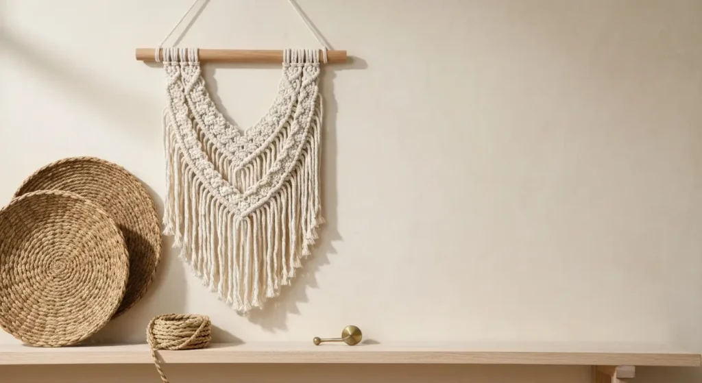 Dekoracje ścienne w stylu boho – jak łączyć makramy, kosze i naturalne materiały