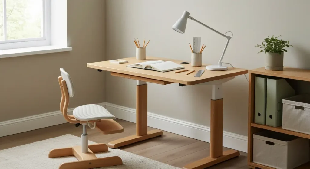 Pokój ucznia: ergonomiczne biurko, oświetlenie i miejsce na przybory