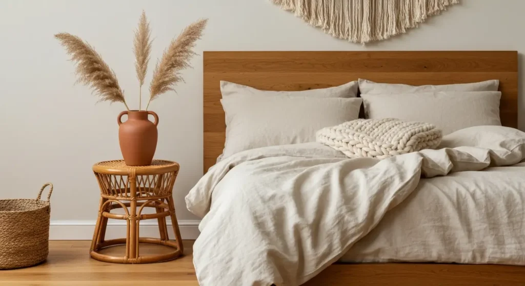 Sypialnia w stylu boho: kolory, naturalne materiały i dekoracje bez przesytu