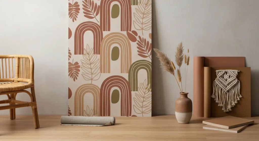 Tapeta w stylu boho – motywy, kolory i połączenia z meblami oraz dodatkami